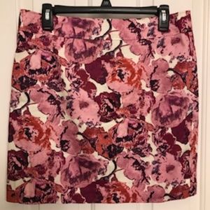 Loft Pink Floral Pencil Skirt